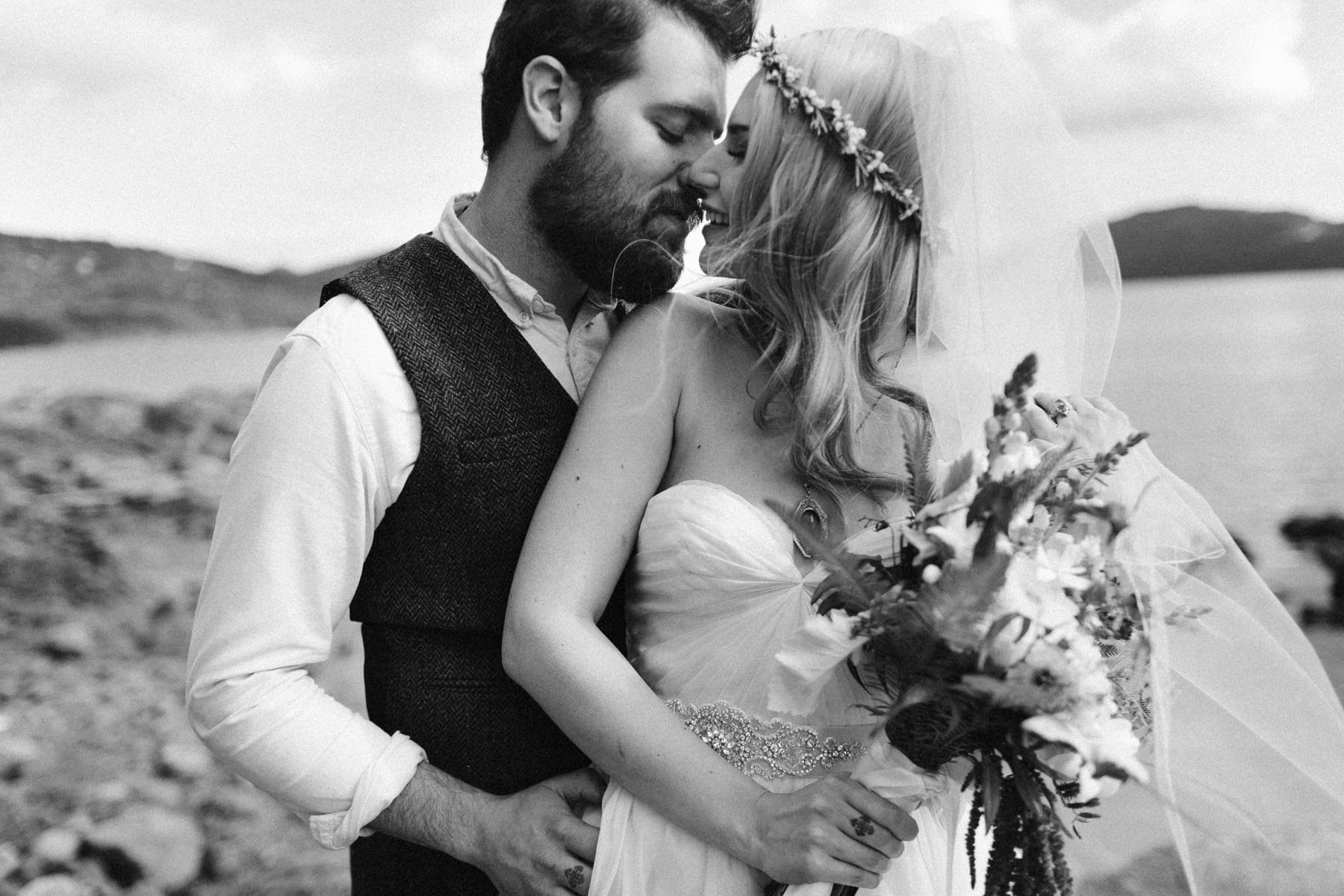 black and white wedding photo