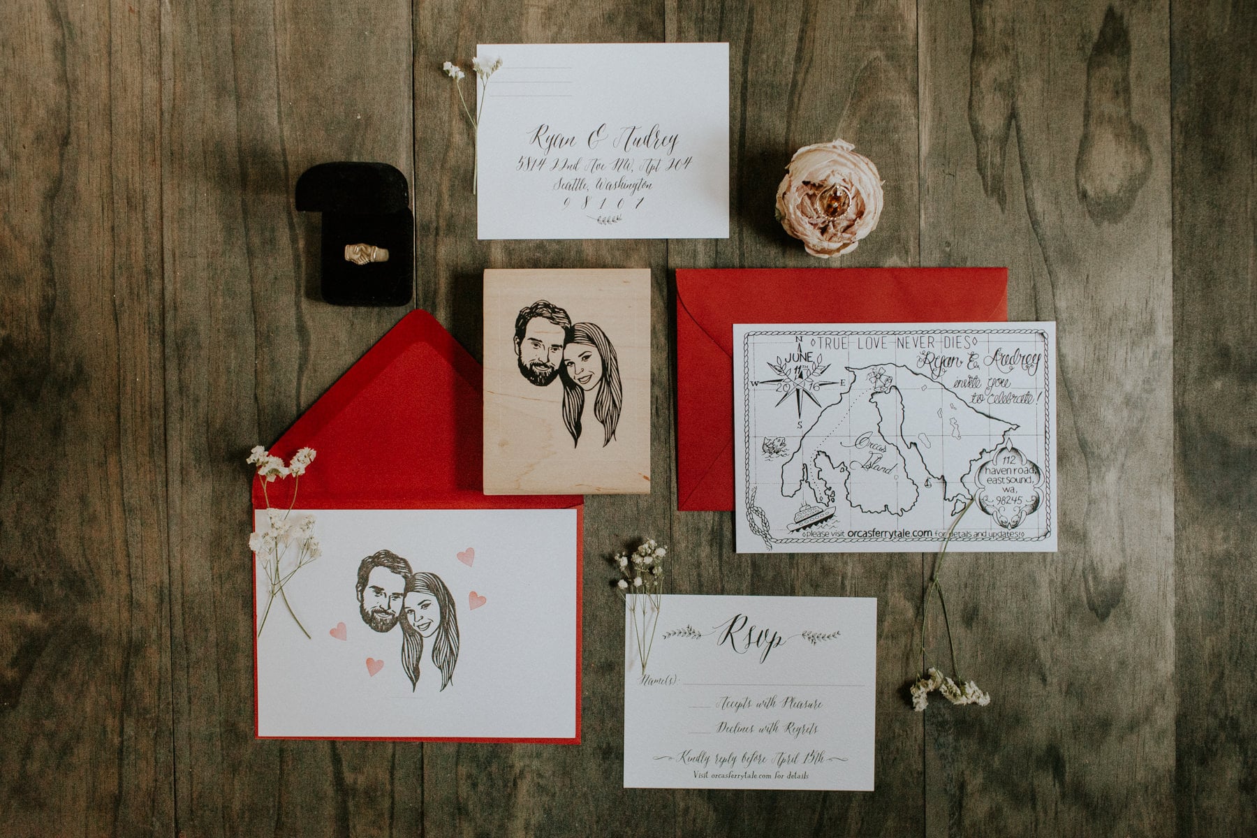 custom red wedding invitations