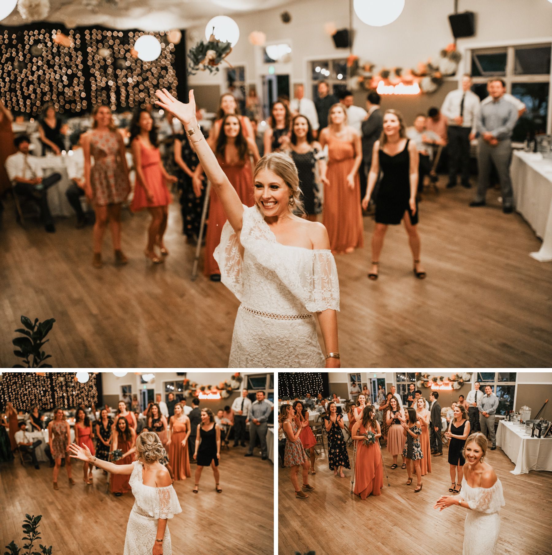 orcas island wedding bouquet toss