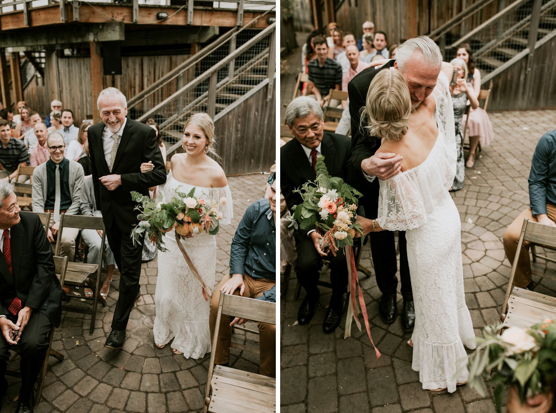 orcas island wedding bride walking down aisle