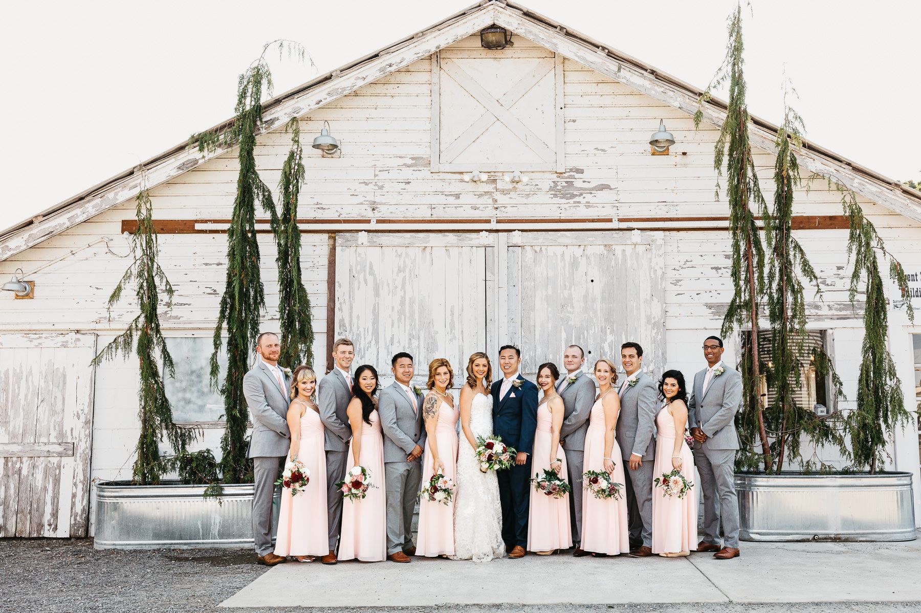 dairyland wedding barn door bridal party