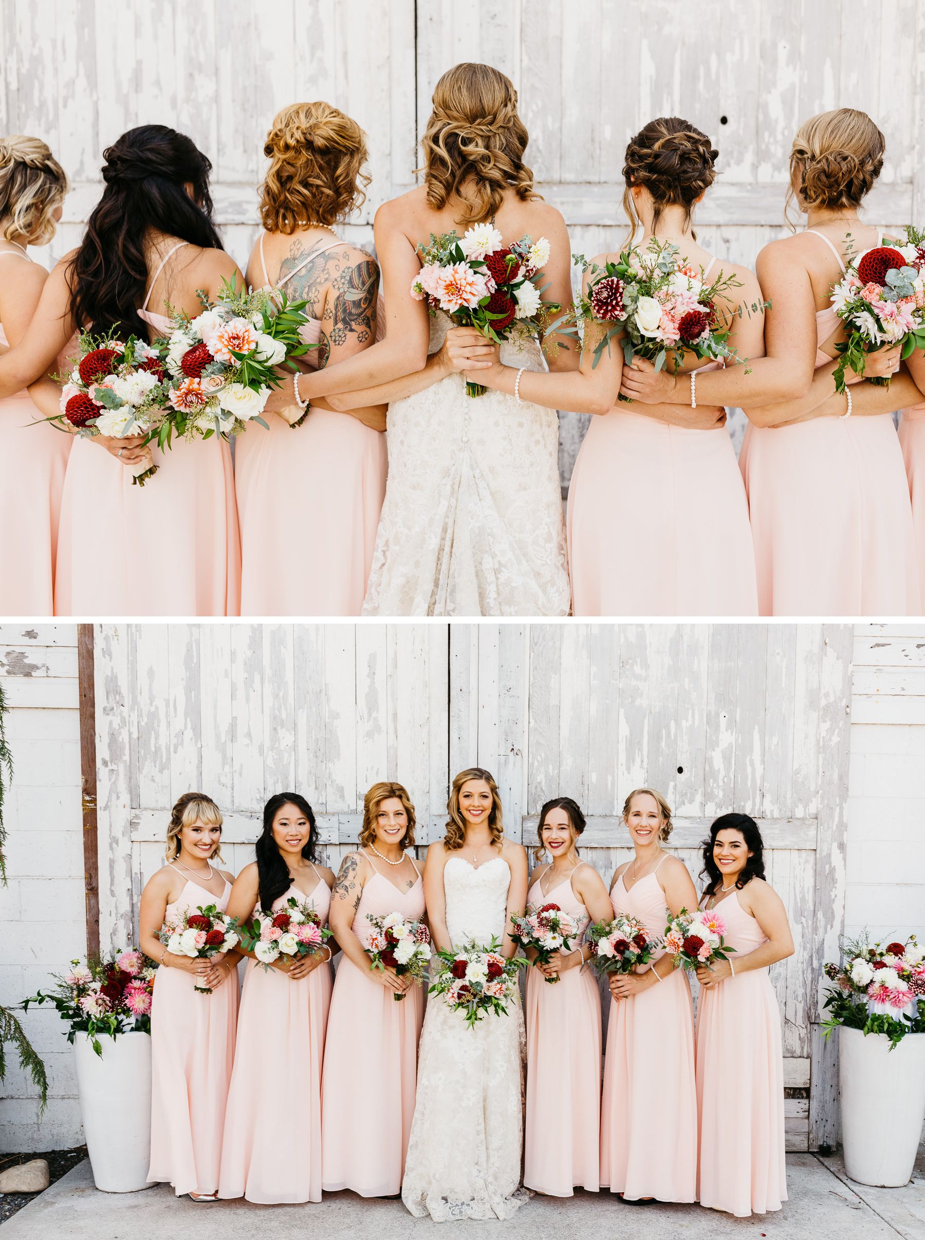 dairyland wedding barn door bridal party