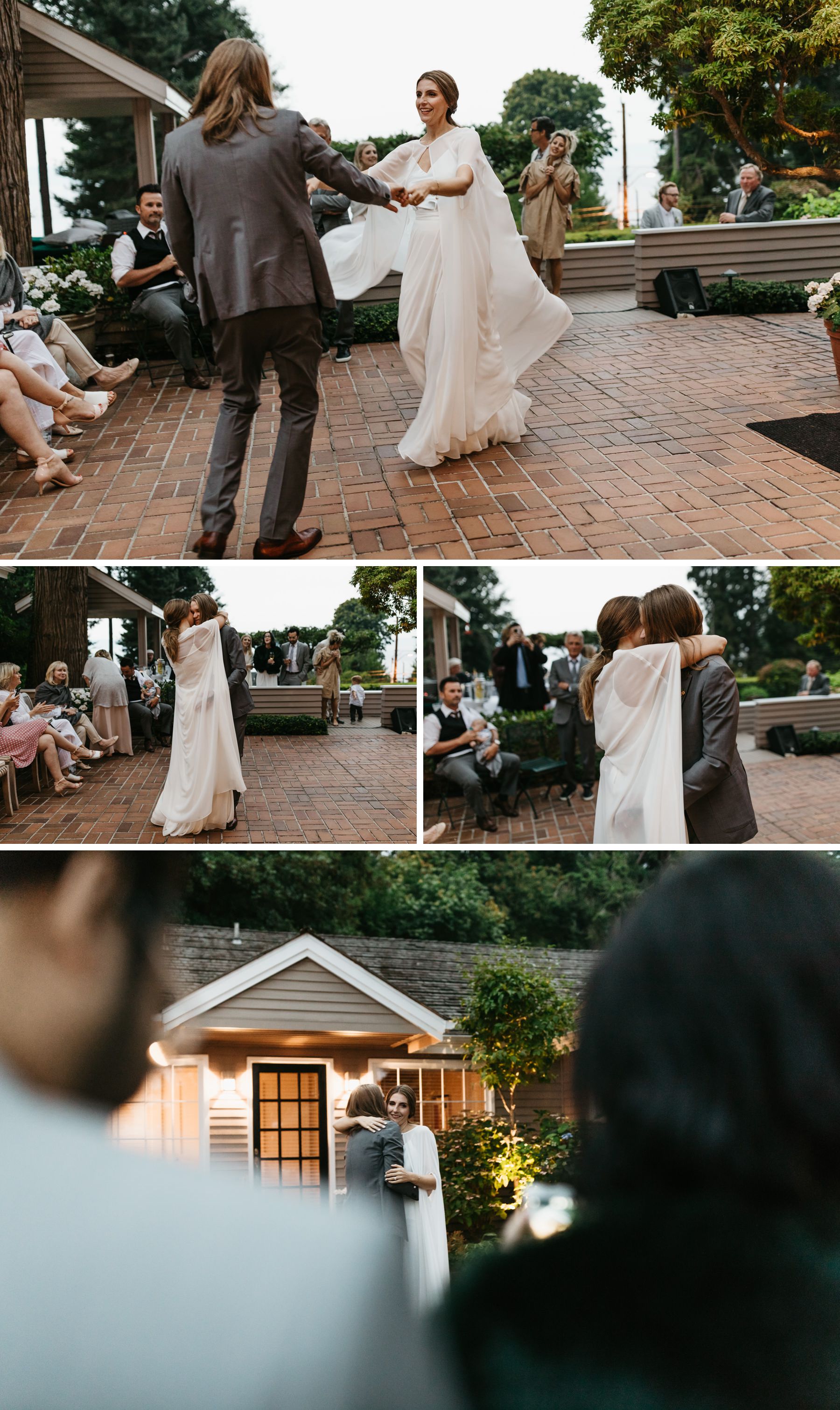 bride and groom first dance small backyard wedding