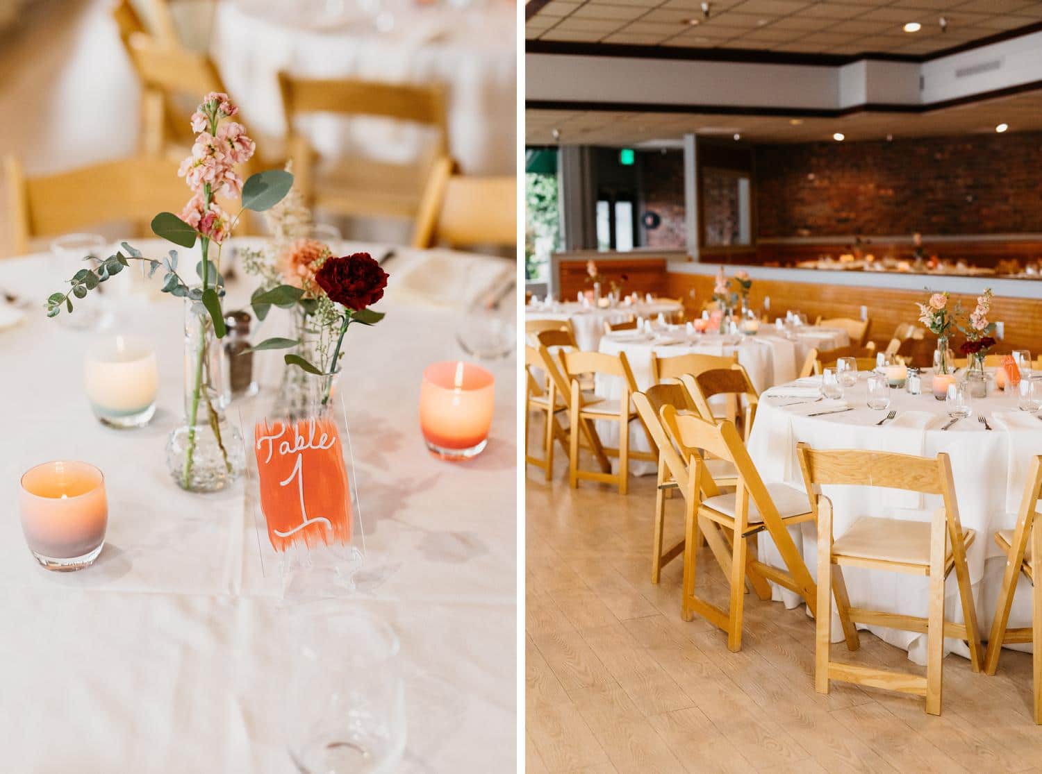 wedding tables at ballard bay club with glass babies