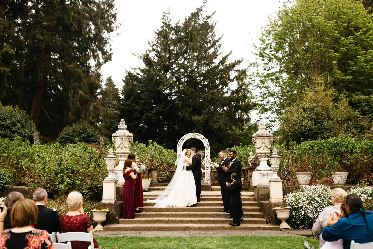 thornewood castle outdoor wedding ceremony