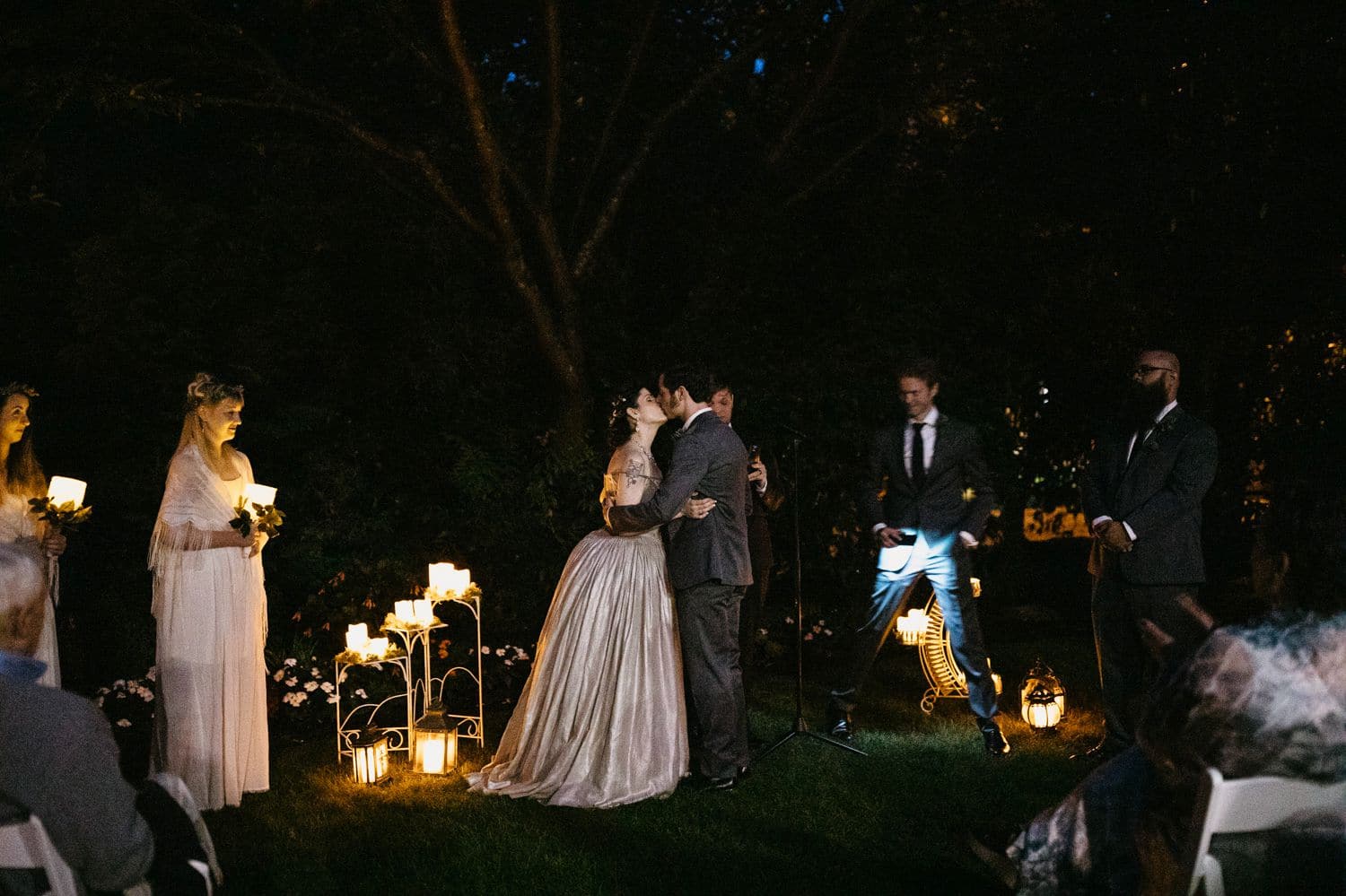 robinswood house wedding ceremony at night