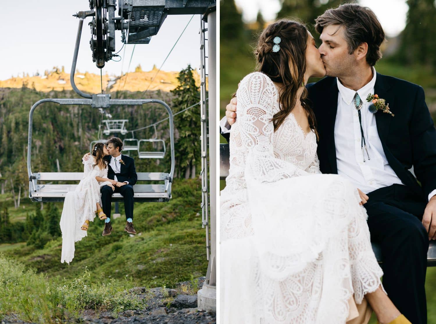 chairlift wedding photos at mount baker