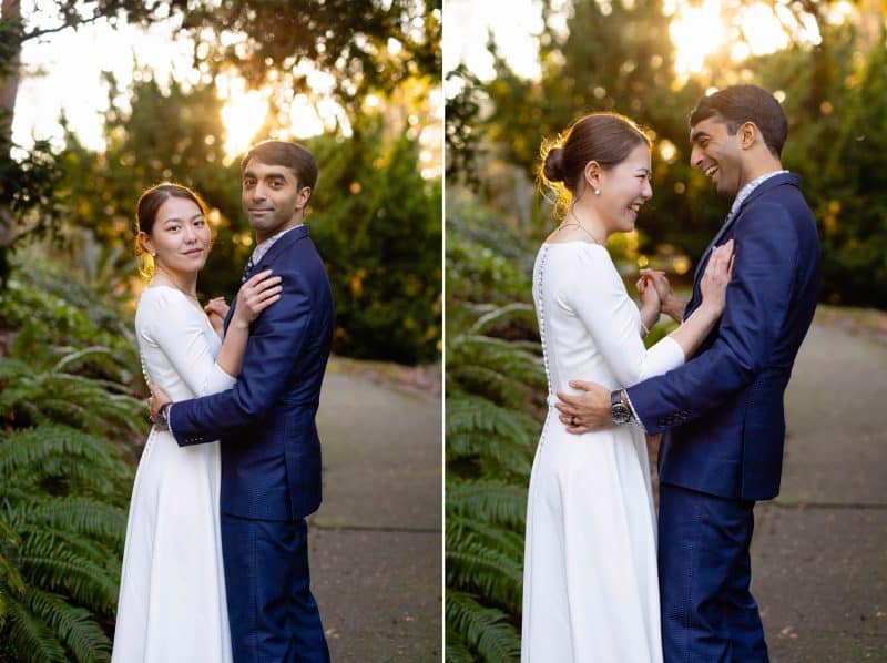 golden hour wedding photos at volunteer park