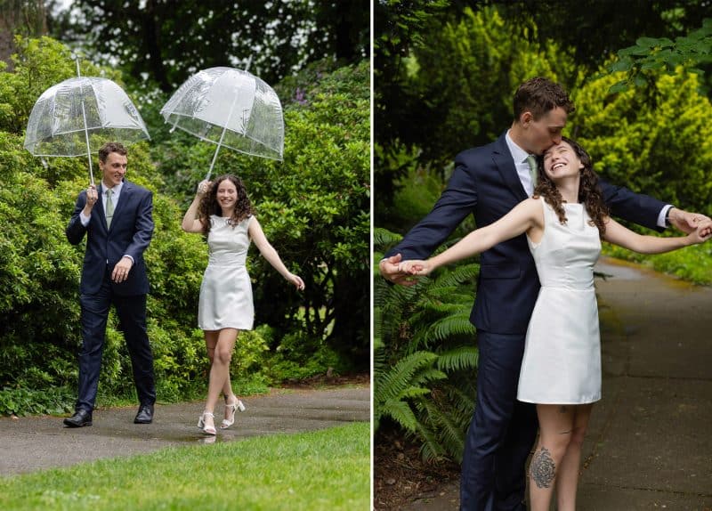 volunteer park wedding photos in the rain