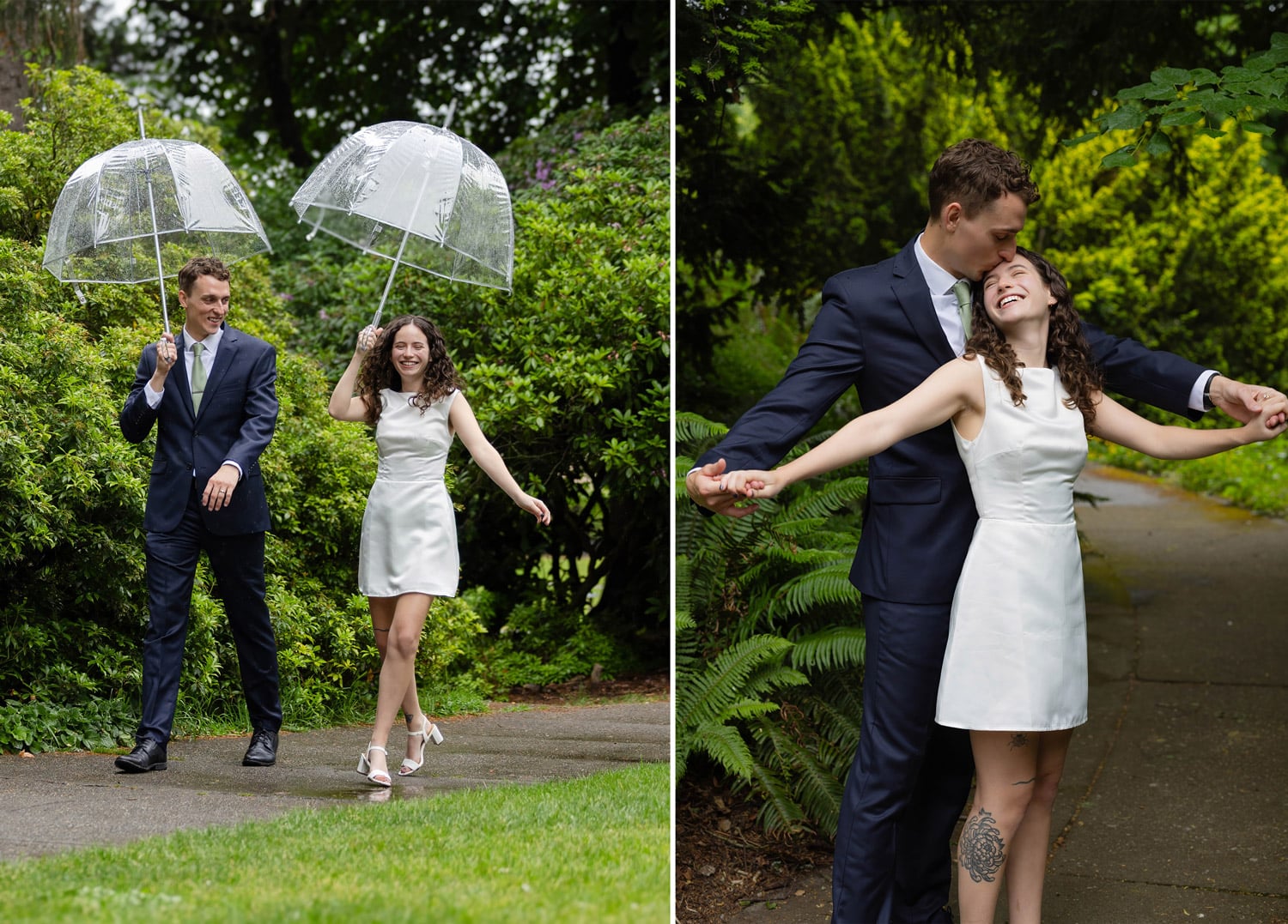 volunteer park wedding photos in the rain