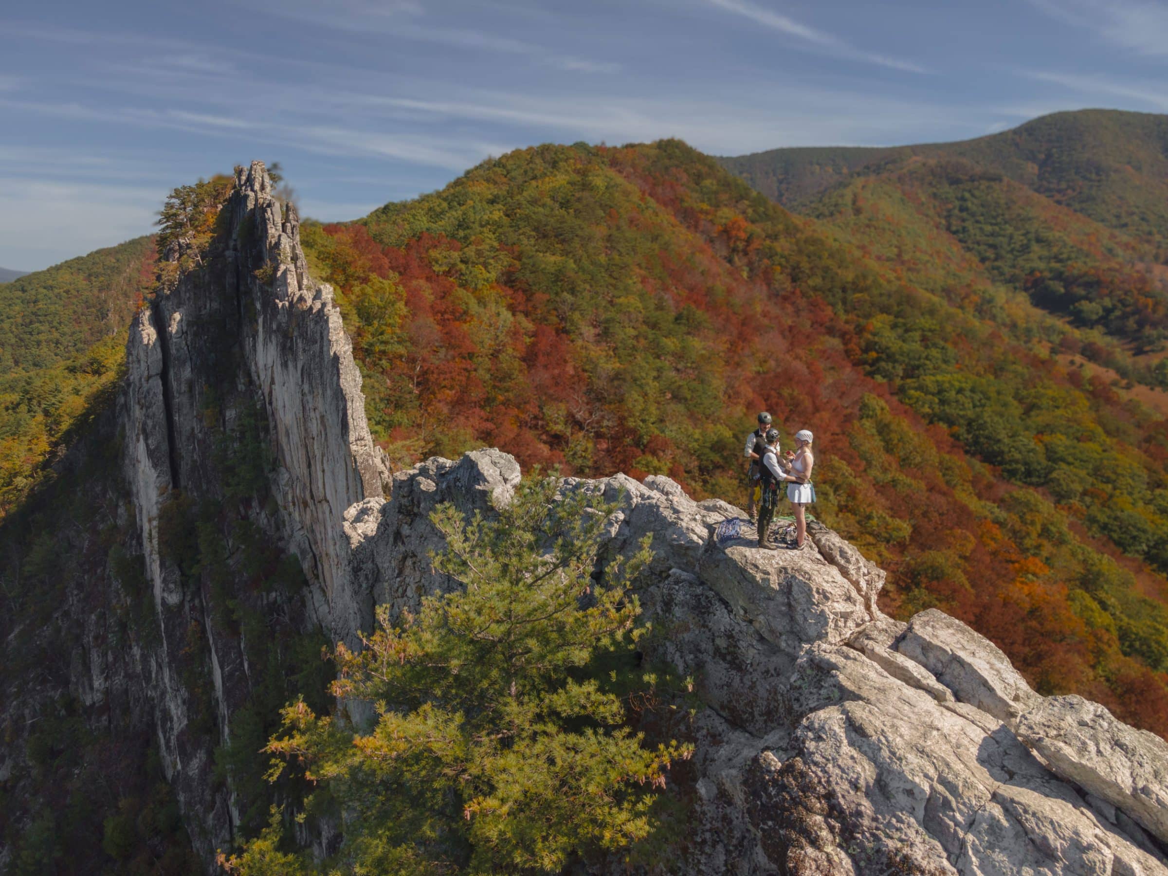 seneca rocks climbing elopement in fall